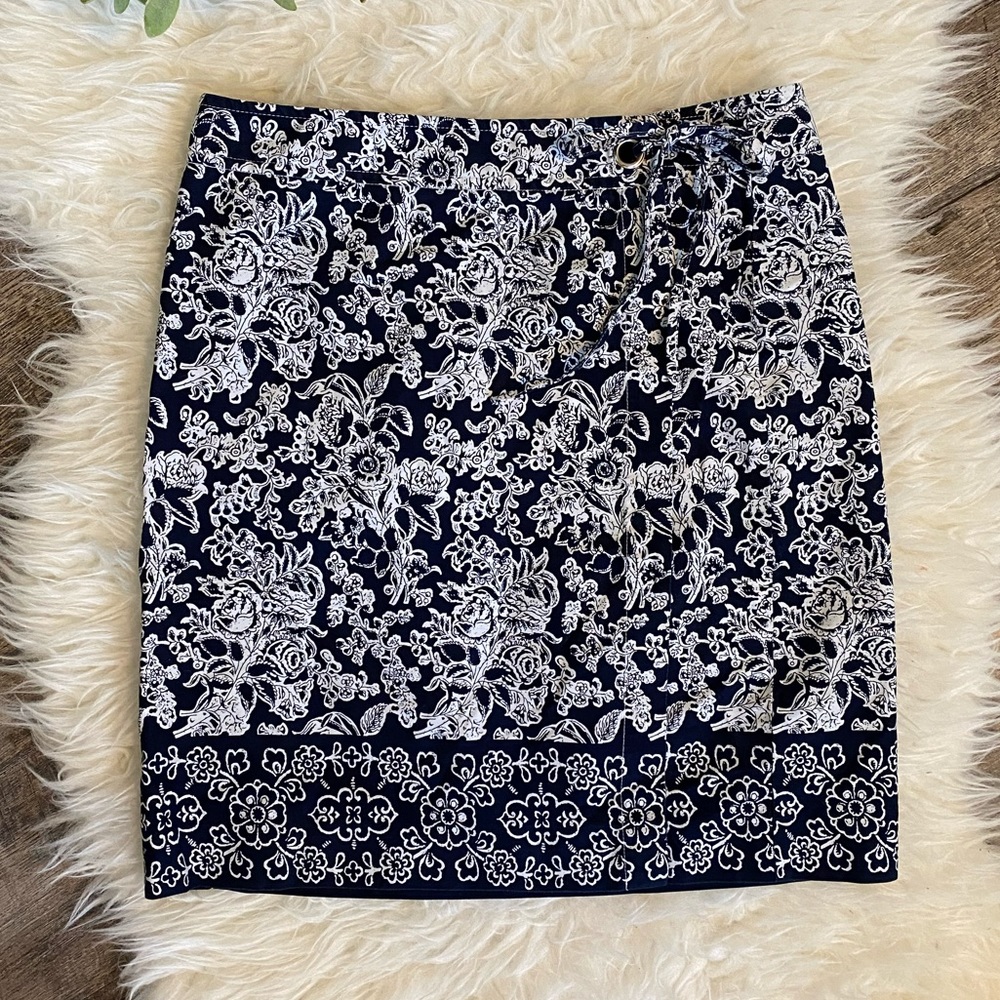 Ann Taylor cotton floral wrap skirt